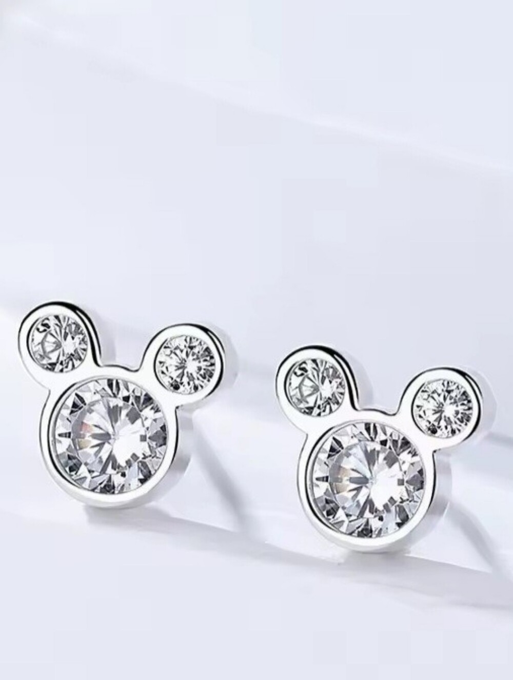 Disney Mickey Mouse Icon Sterling Silver 925 Cubic Zirconia Stud Earrings NWT